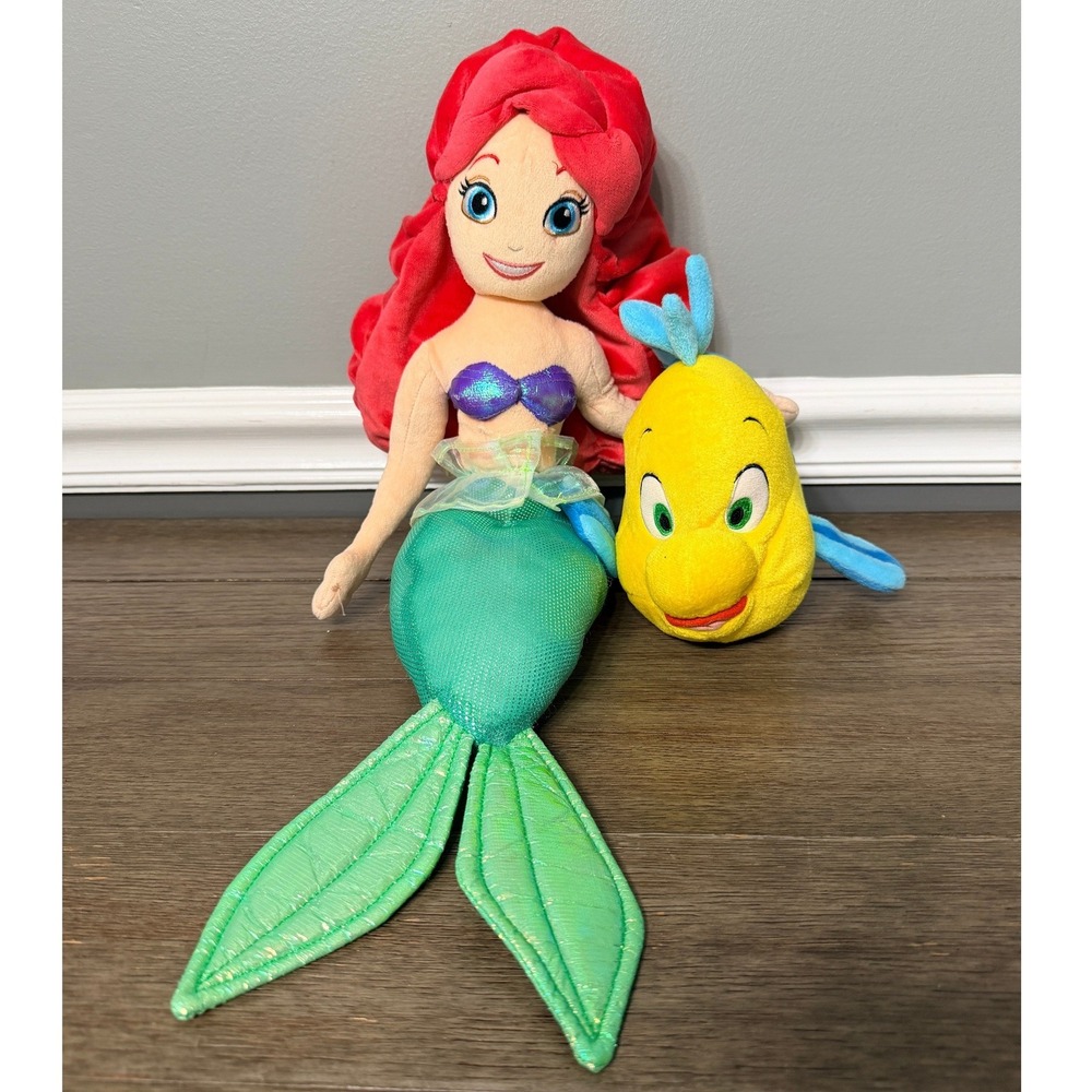 Disney The Little Mermaid Ariel and Flounder Plush Set Walt Disney World